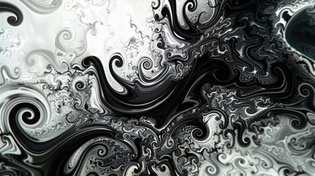 An abstract background with intricate black-and-white patterns.の素材