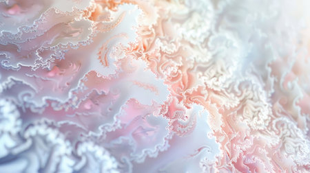 An abstract background with intricate, lace-like designs in soft, pastel tones.の素材