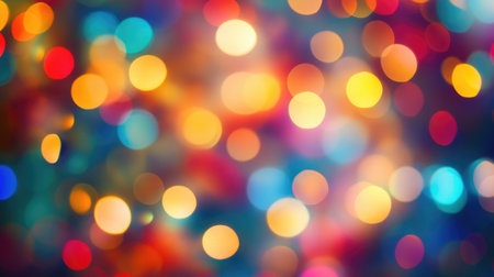 A vibrant abstract background with natural bokeh and bright, defocused lights, capturing the essence of festive celebrations.の素材