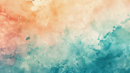 A tranquil abstract background with watercolor splashes in calming shadesの素材