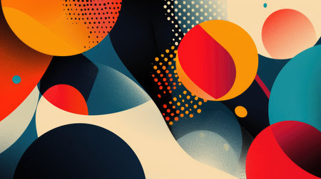 An abstract background with bold, geometric shapes and bright, contrasting colorsの素材