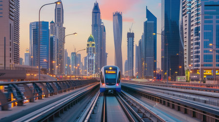 A modern city with efficient public transport networksの素材