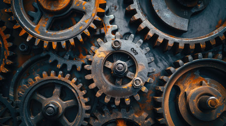 A close-up of gears and cogs meshing together flawlessly, representing mechanical efficiencyの素材