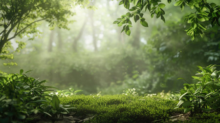 Stunning natural backdrop perfect for Zoom calls, featuring serene landscapes and greenery, providing ample space for text or branding elements.の素材