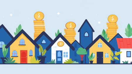 Visual representation of a positive trend in the housing market, highlighting substantial financial gains from rental income and real estate investments in a flourishing property sector.の素材