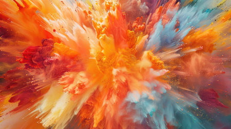 Colorful paint explosion, capturing the dynamic and energetic burst of colorsの素材