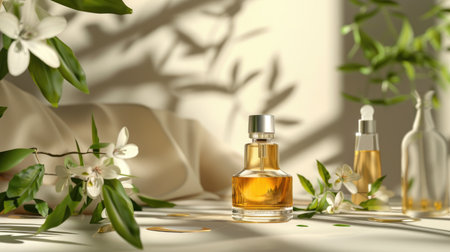 Cosmetic oil concept design, showcasing beauty and skincare elementsの素材