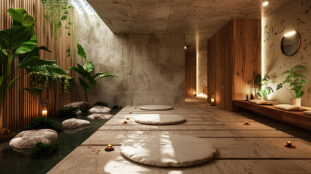 Relaxation-themed spa design photo, emphasizing wellness and tranquilityの素材