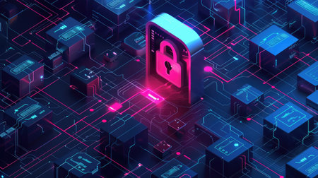 Internet security design concept, emphasizing safety and protection onlineの素材