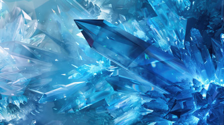 A dynamic abstract background with fragmented, crystalline structures in cool hues.の素材