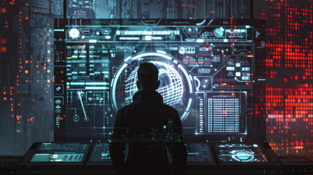 Cyber Sentinel: Safeguarding the Digital Frontier: Enter the realm of cybersecurity as a digital sentinel stands guard over the virtual frontier, protecting against unseen threats with vigilance and expertiseの素材