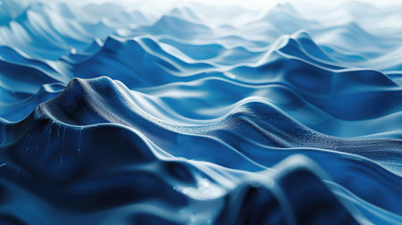 Blue waves in a volumetric design, emphasizing motion and depth in the backgroundの素材
