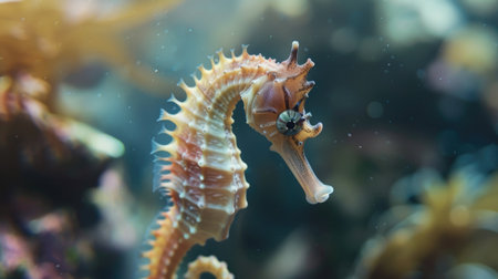 Close-up of a seahorse in oceanの素材
