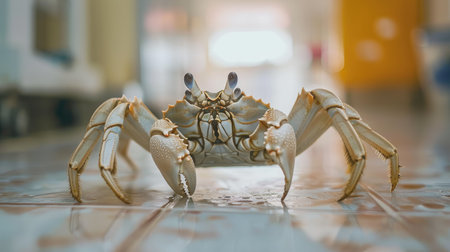 Close-up of a crab on floorの素材