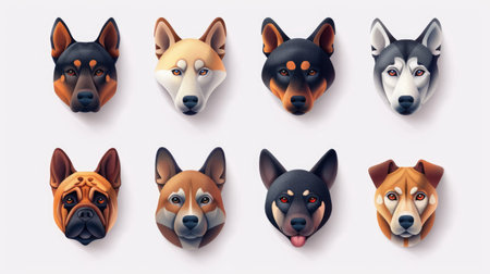 Modern and sleek pet icons set of 9, arranged symmetrically on white backgroundの素材