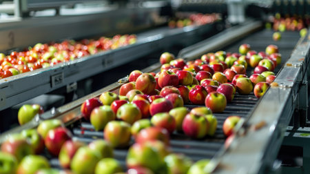 Automated sorting and packaging line for harvested crops, integrating technology in post-harvest processes.の素材