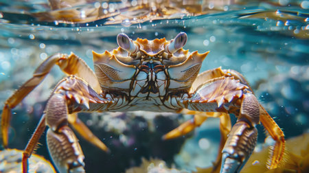 Close-up of a crab in oceanの素材