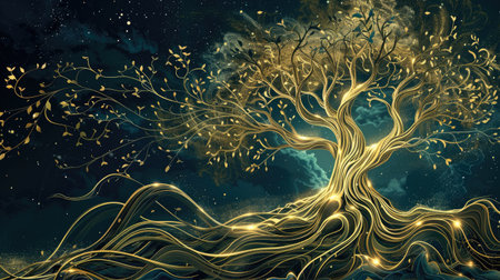 Detailed Tree of Life illustration, representing interconnectedness and growthの素材