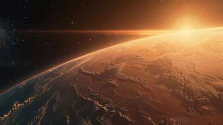 Stunning view of a planet in space, capturing the beauty and mystery of the cosmosの素材