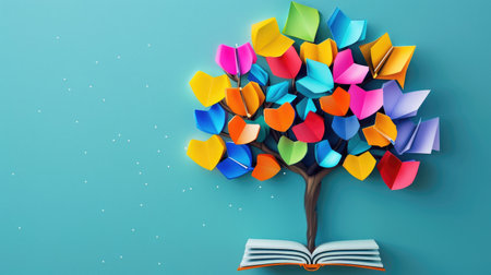 Abstract representation of a knowledge tree, with branches symbolizing educational diversity.の素材