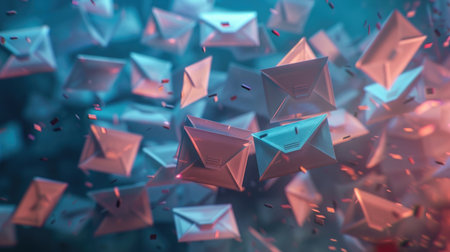 Visual representation of an inbox filled with suspicious emails, emphasizing the dangers of unknown messages.の素材