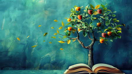 Knowledge tree concept: branches representing diverse fields of study and educational breadth.の素材