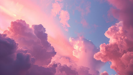 Mesmerizing pink clouds at sunset, offering a breathtaking view of the evening skyの素材