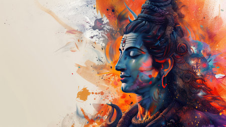 Modern artistic interpretation of Shiva, showcasing a fusion of traditional and contemporary elements.の素材