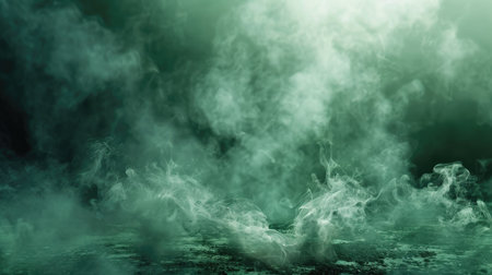 Dark ground with green smoke, creating a toxic and eerie background for dramatic scenesの素材
