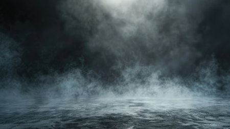 Dark smoky ground with fog and mist, perfect for creating eerie and mysterious backgroundsの素材