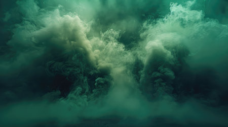 Eerie green smoke rising from dark ground, ideal for creating a toxic and dramatic atmosphereの素材