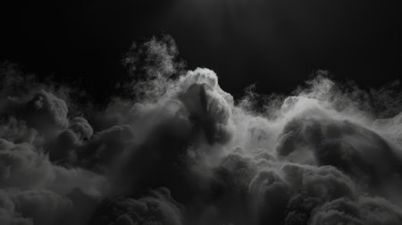 Smoky black ground with fog clouds, perfect for creating a mysterious and dramatic backgroundの素材