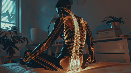 Sciatica treatment at home, with focus on human spine and musculoskeletal wellnessの素材