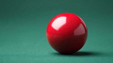 A captivating image of a bright red glossy sphere resting on a smooth green surface. This artwork emphasizes vivid colors and minimalistic form, ideal for abstract designs.の素材