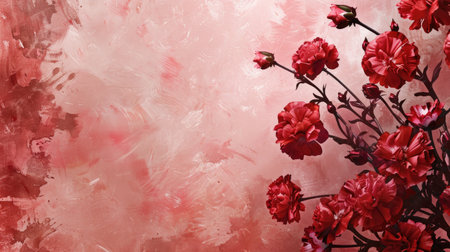 A beautiful background of painted carnations, with space for text in the center or cornersの素材
