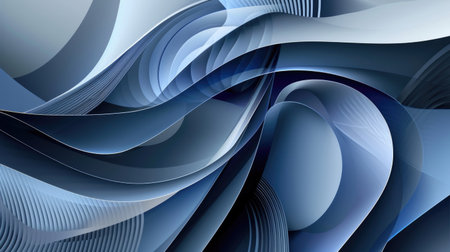 Modern abstract technology background with smooth, curved shapes and overlapping geometric patterns in cool huesの素材
