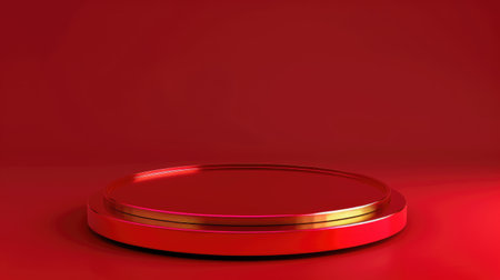 Elegant red base with sleek design, ideal for showcasing prestigious awards or premium products. Vector imagesの素材