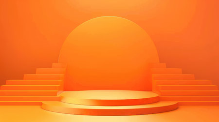 Elegant orange podium with sleek gold lines, perfect for showcasing prestigious awards or high-end products. Vector illustrationの素材