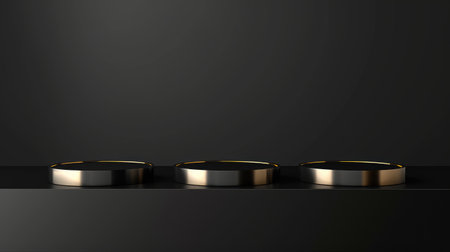 Chic black base with sleek design, perfect for highlighting the best awards or high-end products. Vector imagesの素材