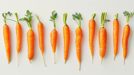 A group of carrots cut in half, revealing their fresh insides on a clean white background.の素材