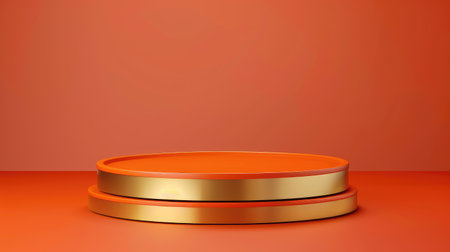 High-end orange podium with gold detailing, perfect for presenting top awards or high-quality products. Vector illustrationの素材