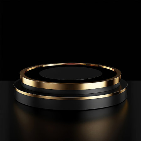 Elegant black base, ideal for showcasing prestigious awards or luxury productsの素材