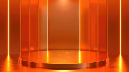 Refined orange stage with elegant gold accents, perfect for best awards or showcasing products. Vector illustration.の素材