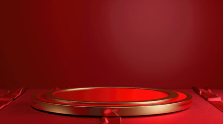 Chic red base with luxurious finish, ideal for showcasing the best awards or exclusive products. Vector imagesの素材