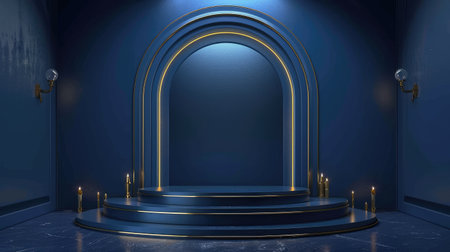Sophisticated blue base, ideal for showcasing prestigious awards or luxury product displays. Vector imagesの素材