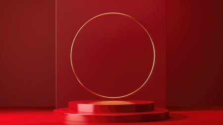 Chic red base with elegant finish, perfect for highlighting the best awards or high-end products. Vector imagesの素材