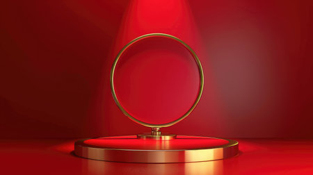 Chic red base with luxurious finish, ideal for showcasing the best awards or exclusive products. Vector imagesの素材