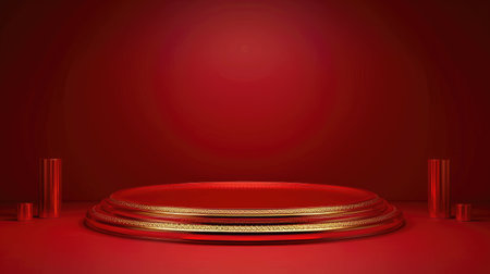 Luxurious red base with stylish details, perfect for displaying top-tier awards or exclusive products. Vector imagesの素材