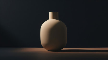 Experience beauty in contrast: Beige tonal cream bottle on a dark background, a visual representation of elegance and depth.の素材