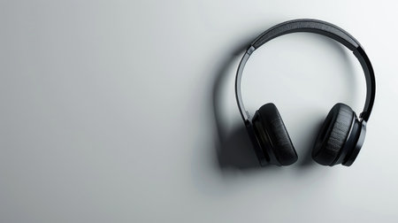 Seamless integration of form and function: Modern wireless over-ear headphones on a minimalist backdrop, epitomizing elegance and performanceの素材